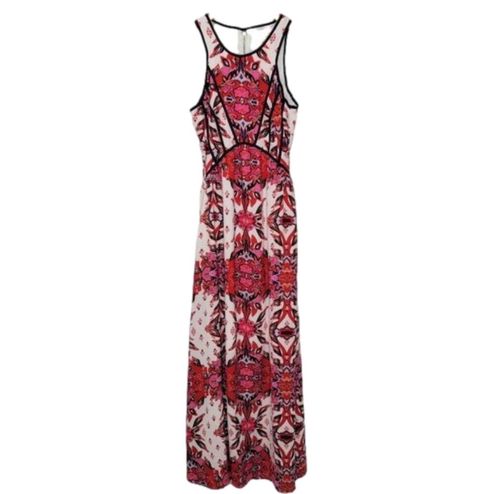 Gianni Bini Maxi Dress Retro mod Tank XS Empire Waist Lined Fit & Flare bottom